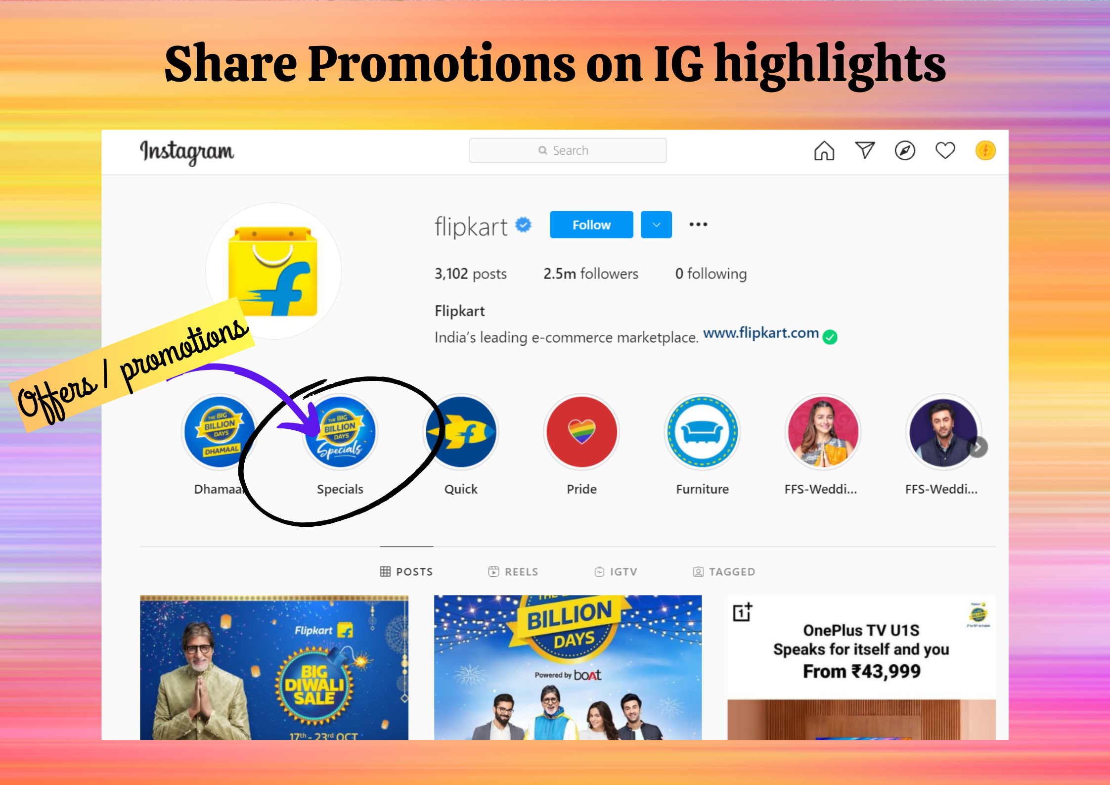 IG highlights for offers and promotions