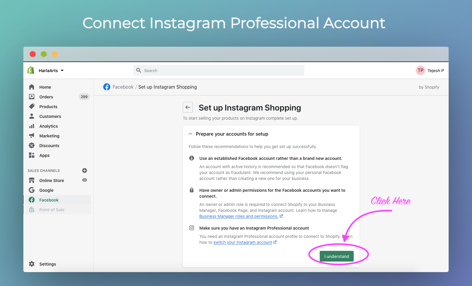Connect Instagram professional account